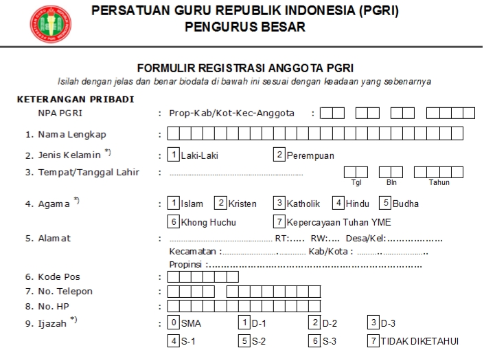 Pendaftaran PGRI Kab. Bondowoso - Persatuan Guru Republik Indonesia Cabang Kab. Bondowoso